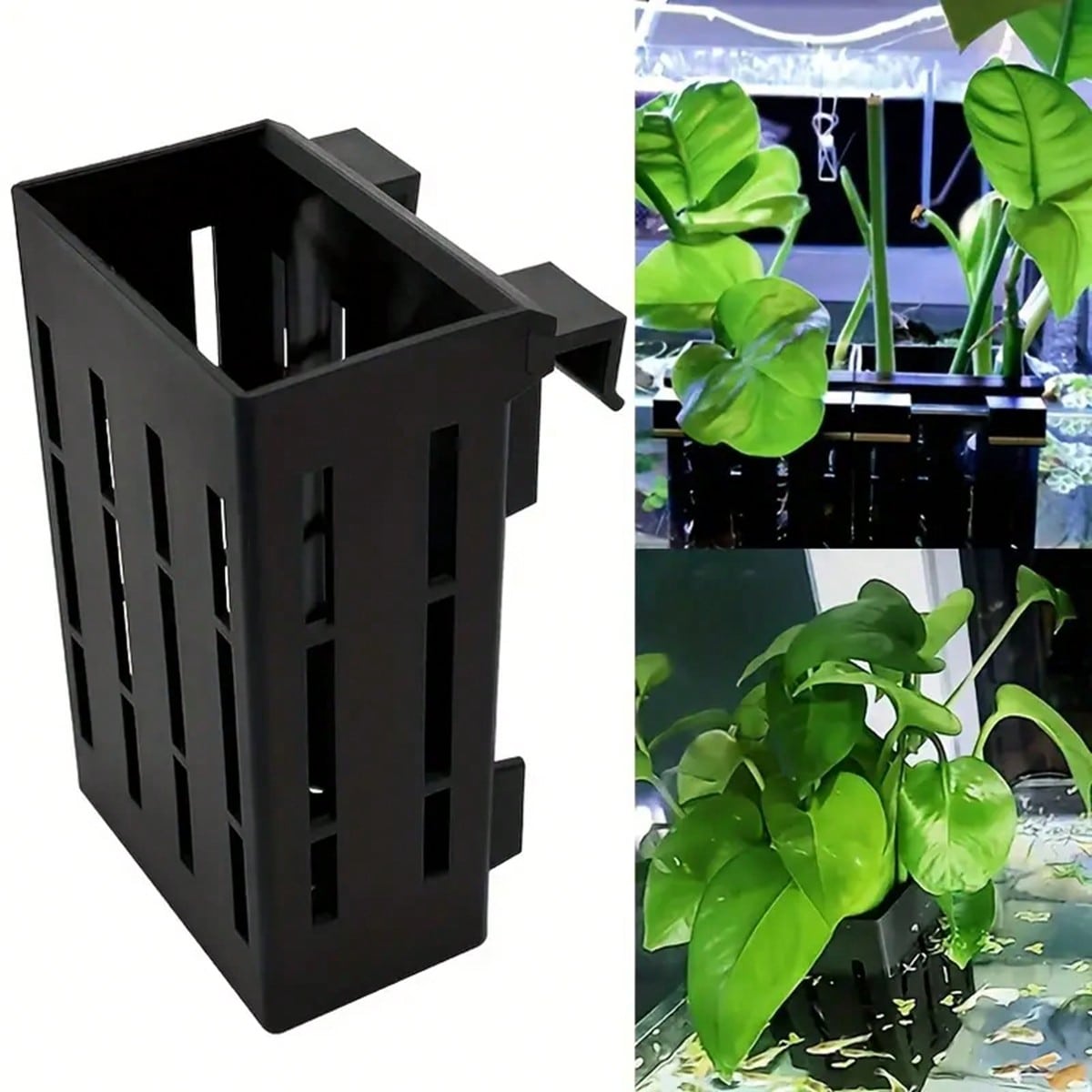 Aquarium Plant Holder - Tempat Tanaman Akuarium Keranjang Plastik Hitam