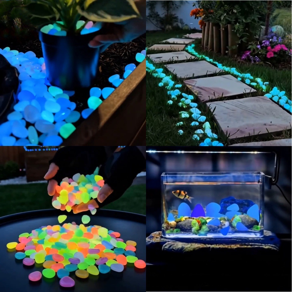 Plant Aquarium Pot - Batu Taman Bercahaya Warna-warni yang Bersinar